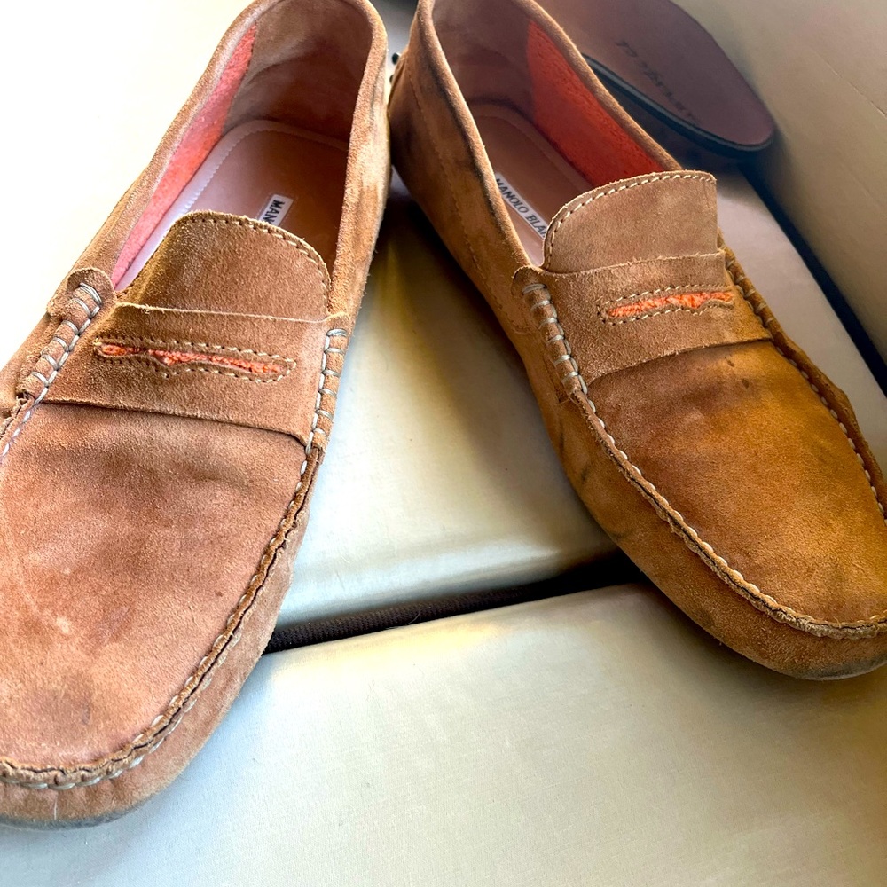 Manolo Blahnik suede moccasins